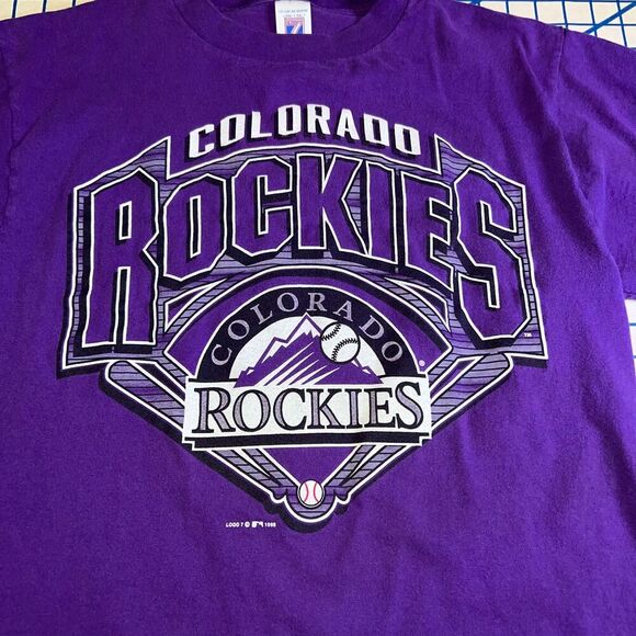 Vtg Colorado Rockies T-Shirt Size Large Logo 7 Short Sleeve Logo Graphic - Picture 4 of 8